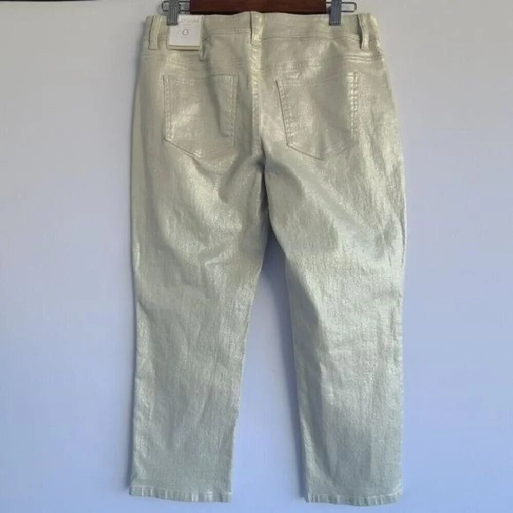 Chico's Platinum Pants Metallic Silver Crop Jeans NWT Size 0 US  Sz 4 - Picture 6 of 11